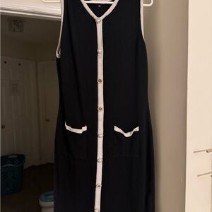 Elegant Black and White Button-Down Dress